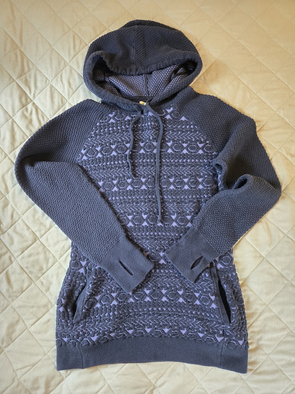 Dakini Navy Hooded Knit Pullover with Lilac Accents